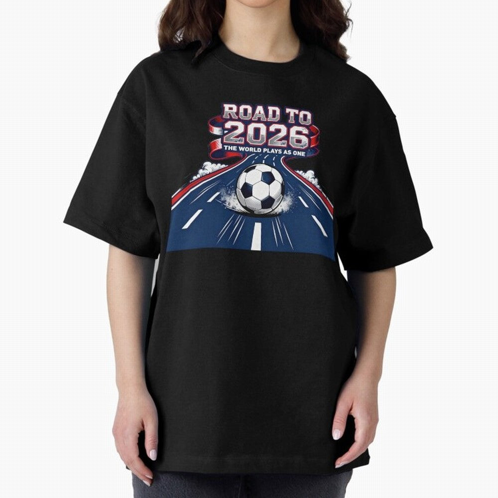 Road to 2026 ¨C The World Plays as One Classic T-Shirt Share the Excitement of FIFA World Cup 2026 Spirit, Highlighting Portugal, Spain and Germany, Mbappe, Match Day Excitement, Supporter Culture, Golden Goals and Global Football Passion; Perfect