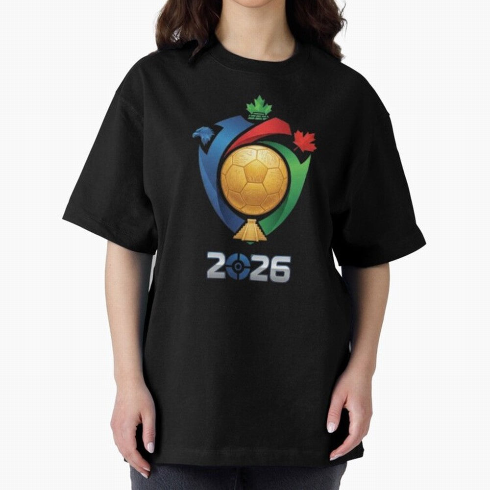 Golden Soccer Ball 2026 Host Nations Emblem Classic T-Shirt Honor the Football Icons of the FIFA World Cup 2026 Group Stage Journey through Neymar, Haaland and Cristiano Ronaldo Highlights, Argentina, France and Brazil Pride, Retro Football Energy,