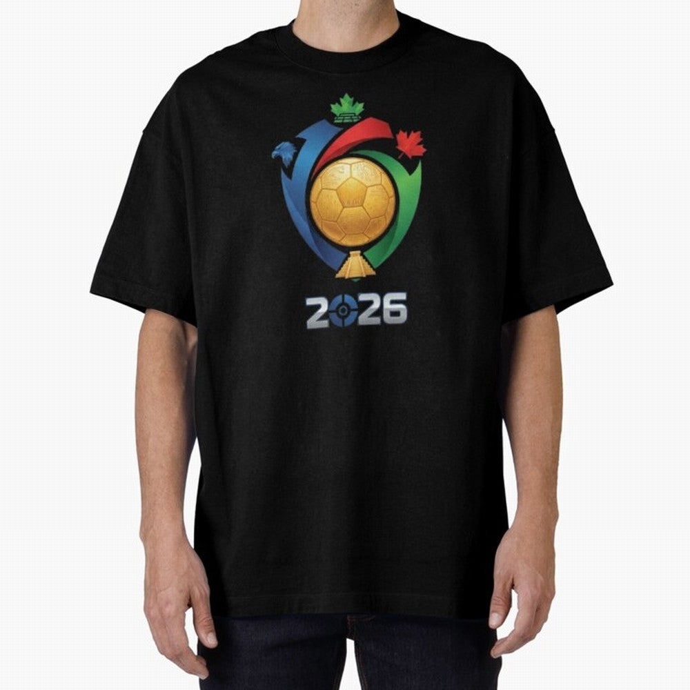 Golden Soccer Ball 2026 Host Nations Emblem Classic T-Shirt Honor the Football Icons of the FIFA World Cup 2026 Group Stage Journey through Neymar, Haaland and Cristiano Ronaldo Highlights, Argentina, France and Brazil Pride, Retro Football Energy,