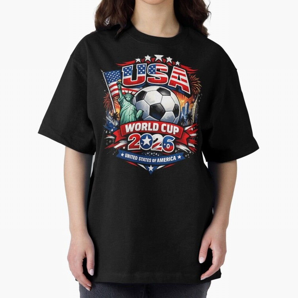 USA World Cup 2026 Soccer Graphic ¨C Patriotic Football Fan Art Classic T-Shirt Elevate Global Football Passion for FIFA World Cup 2026 Group Stage, Made for Messi, England, France and Netherlands, Stadium Memories, Football Loyalty, International
