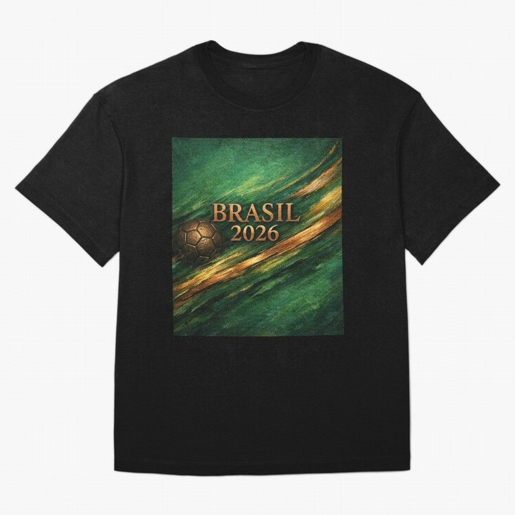 Brasil 2026 Soccer Theme Dark Green Classic T-Shirt Feel the Trophy Chase of FIFA World Cup 2026 Group Stage Spirit, Highlighting France, Messi, Classic Soccer Heritage, Championship Pressure, Fan Loyalty and International Pride; Great for