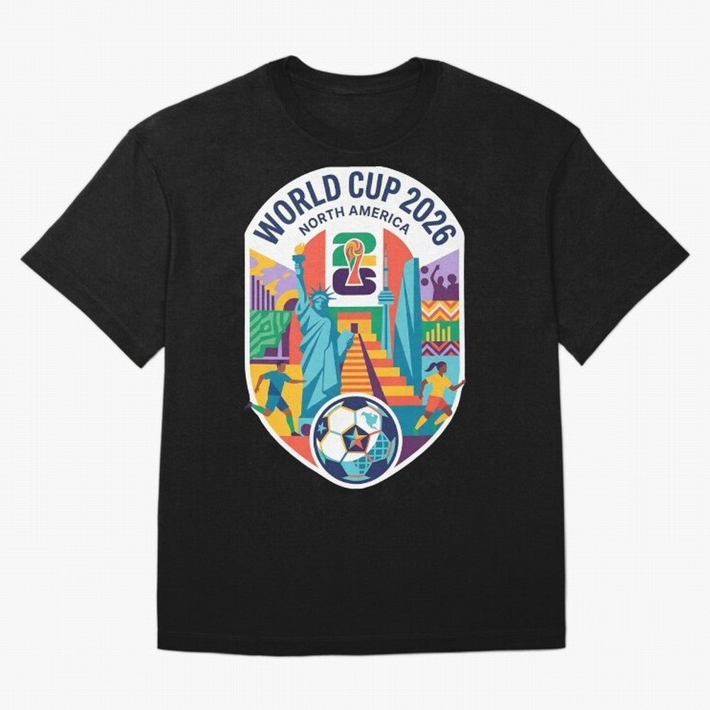 World Cup 2026 North America Soccer Tournament Colorful Emblem Classic T-Shirt Represent FIFA World Cup 2026 Built around Neymar, Haaland and Cristiano Ronaldo, Portugal, Spain and Germany Energy, Worldwide Fan Energy, Dramatic Goals, Stadium
