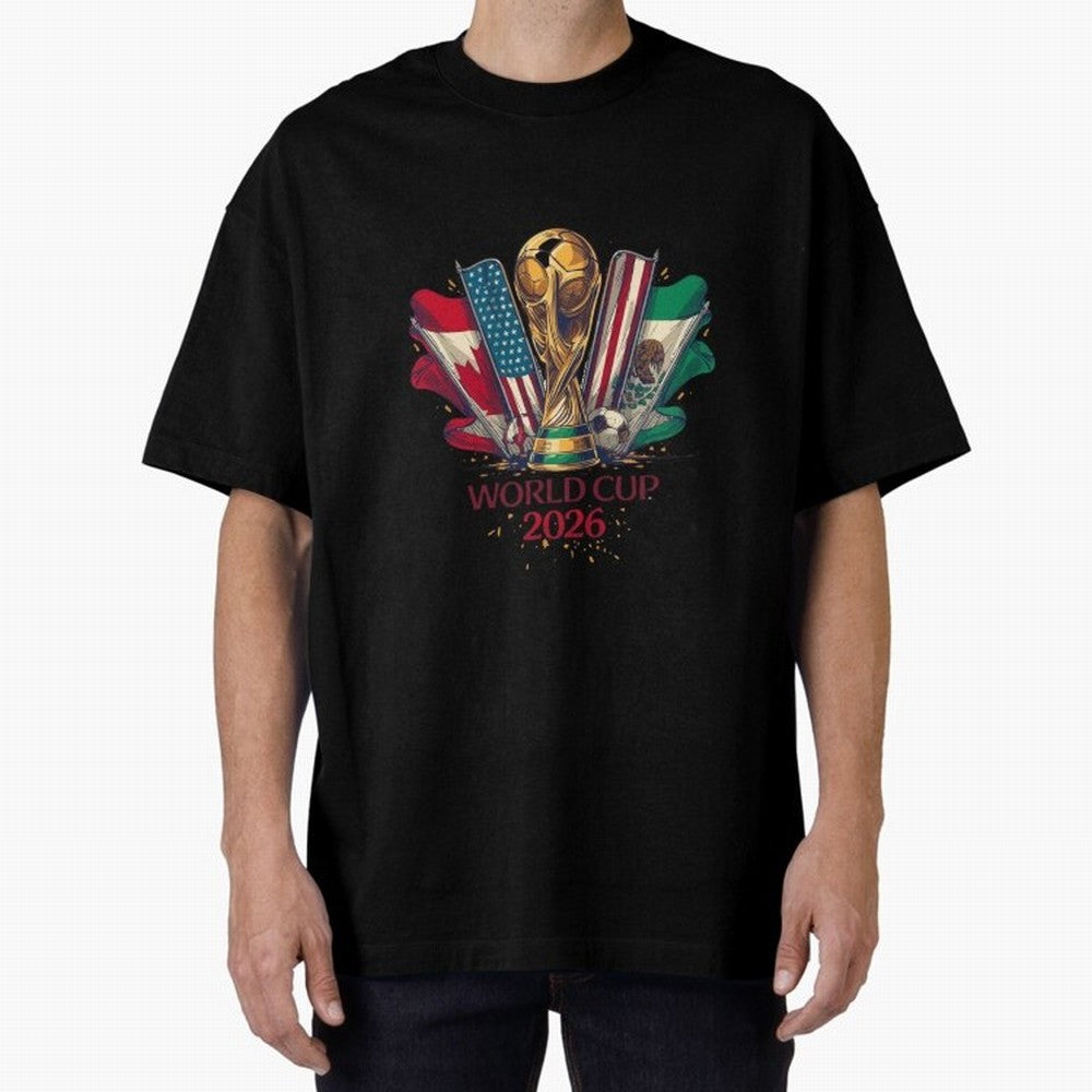 Host Trio Flags Banner Trophy Classic T-Shirt Cheer for Match Day Hype around FIFA World Cup 2026, Neymar, Haaland and Cristiano Ronaldo, Spain and Netherlands, Soccer Culture, Superstar Moments, National Team Dreams and Competitive Fire; Made for