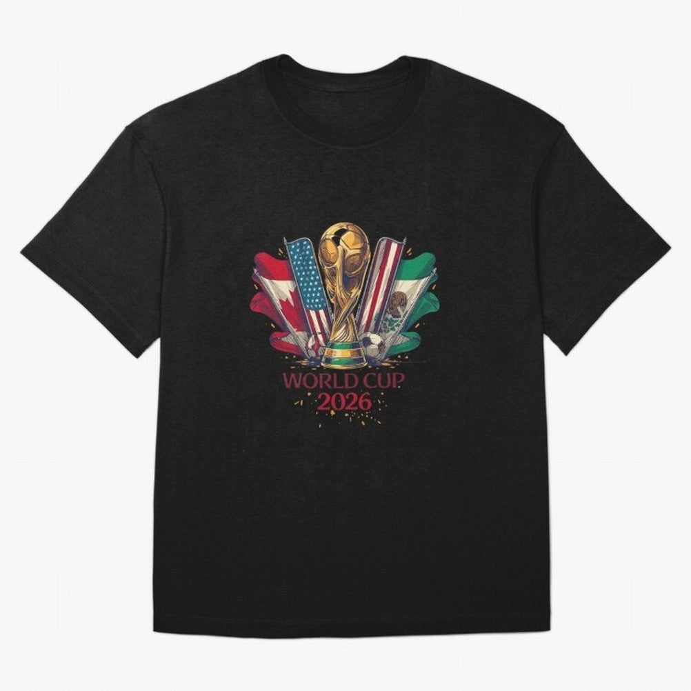 Host Trio Flags Banner Trophy Classic T-Shirt Cheer for Match Day Hype around FIFA World Cup 2026, Neymar, Haaland and Cristiano Ronaldo, Spain and Netherlands, Soccer Culture, Superstar Moments, National Team Dreams and Competitive Fire; Made for