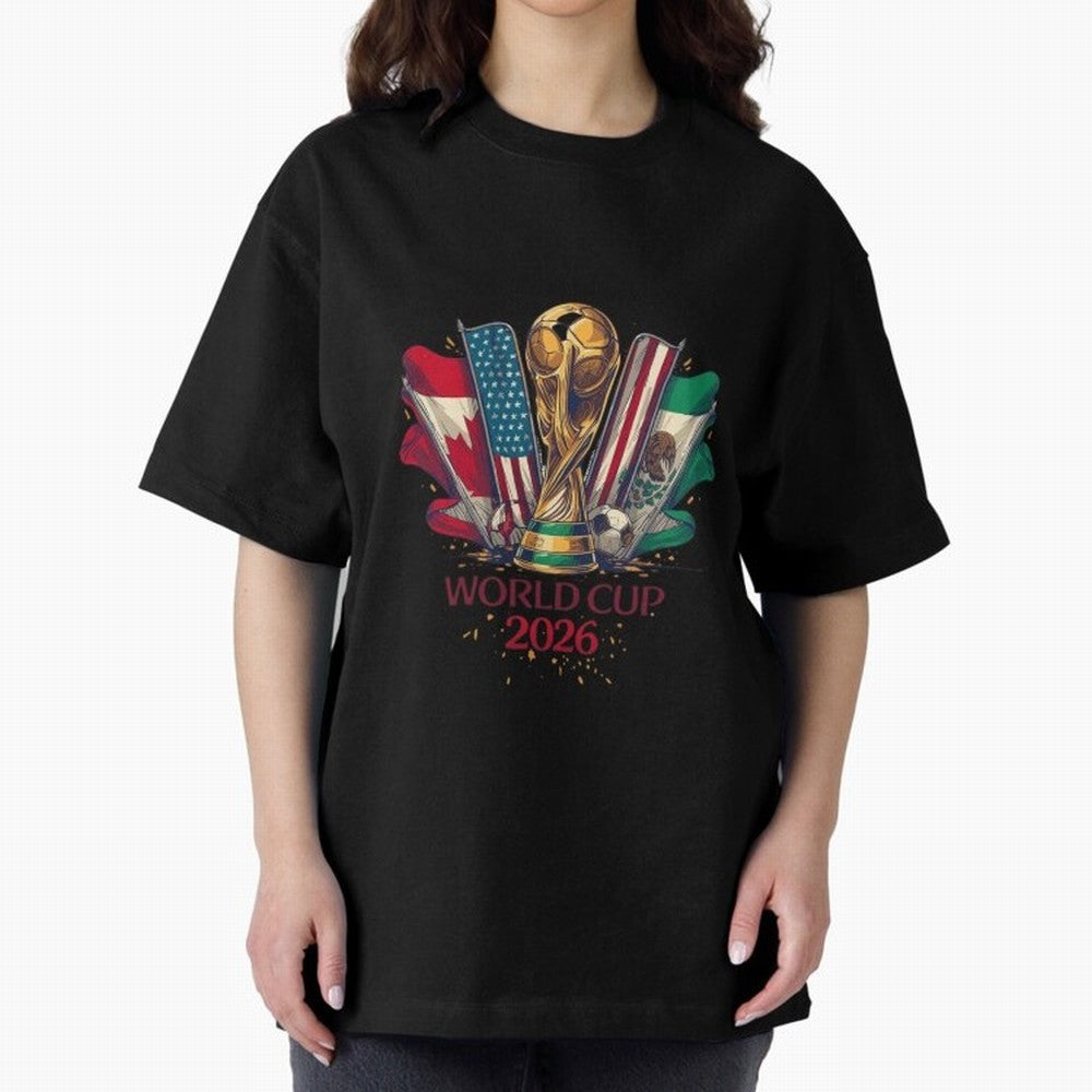 Host Trio Flags Banner Trophy Classic T-Shirt Cheer for Match Day Hype around FIFA World Cup 2026, Neymar, Haaland and Cristiano Ronaldo, Spain and Netherlands, Soccer Culture, Superstar Moments, National Team Dreams and Competitive Fire; Made for