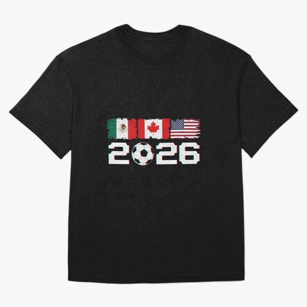 Glitched United 2026 Cup North America Emblem Part Classic T-Shirt Remember Iconic Moments from Match Day Hype around FIFA World Cup 2026, Cristiano Ronaldo, Brazil, Soccer Culture, Superstar Moments, National Team Dreams and Competitive Fire;
