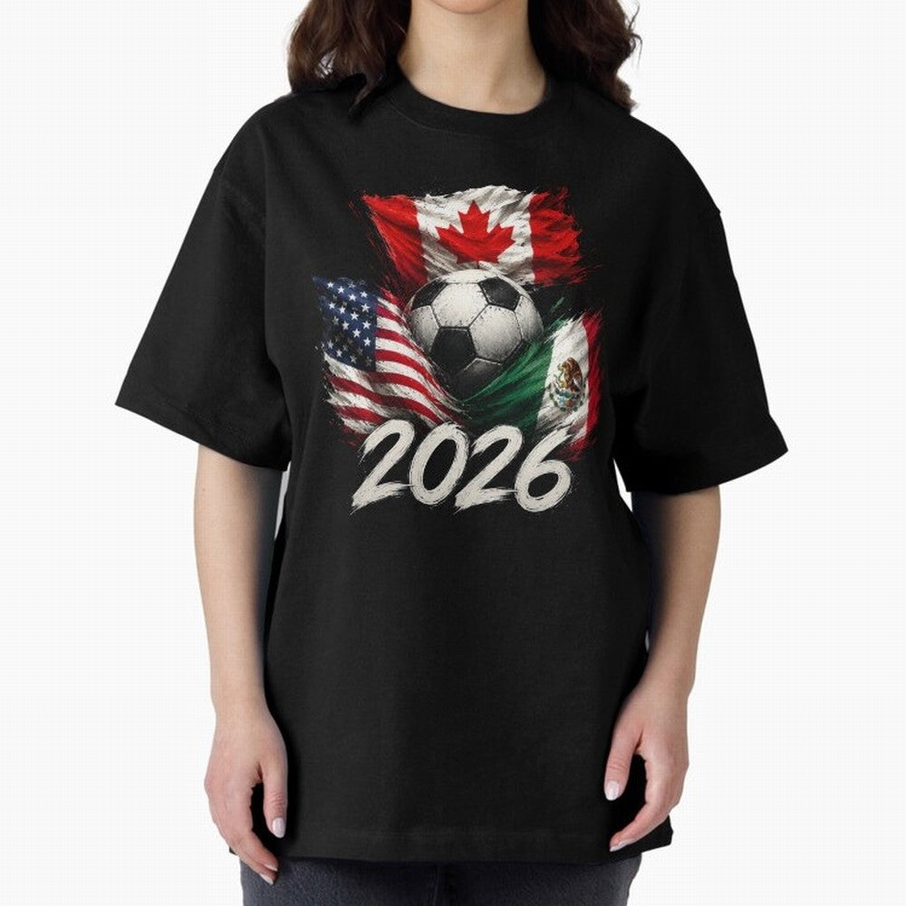 Soccer 2026 USA Canada Mexico ¨C World Football Flags Design Classic T-Shirt Celebrate Football Dreams Across FIFA World Cup 2026 Group Stage Spirit, Connected to Argentina, France and Brazil, CR7, Football Festival Excitement, Trophy Ambitions,