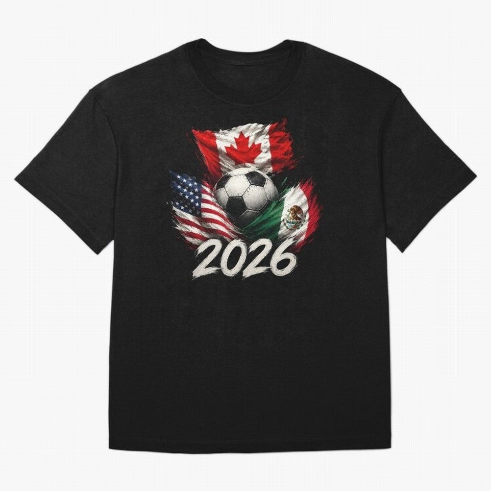 Soccer 2026 USA Canada Mexico ¨C World Football Flags Design Classic T-Shirt Celebrate Football Dreams Across FIFA World Cup 2026 Group Stage Spirit, Connected to Argentina, France and Brazil, CR7, Football Festival Excitement, Trophy Ambitions,