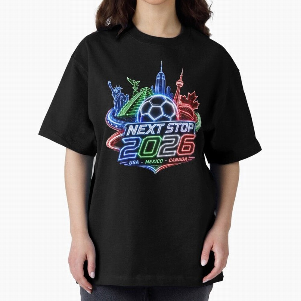 Next Stop 2026 USA Mexico Canada Neon Soccer Emblem Classic T-Shirt Keep Football History Alive during FIFA World Cup 2026 Group Stage Spirit, Featuring England, France and Netherlands, Messi, CR7 and Mbappe, Champion Mindset, Group Stage Buzz,