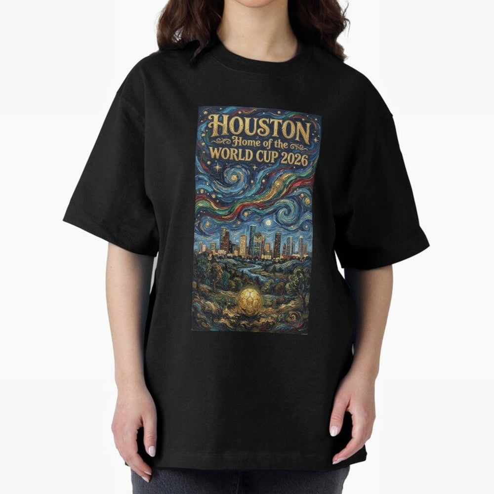 Houston Starry Night Skyline World Cup 2026 Soccer Poster ¡ª Van Gogh Fine Art Print Classic T-Shirt Relive Legendary Nights from FIFA World Cup 2026 for Fans of Mbappe and England and Germany, Bringing Soccer Culture, Superstar Moments, National
