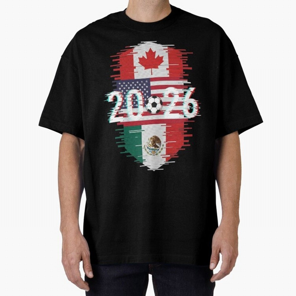 Glitched United 2026 - North America Emblem Classic T-Shirt Celebrate Every Goal in FIFA World Cup 2026 USA Canada Mexico Spirit, Filled with Spain, Messi, Neymar and Mbappe, Tournament Hype, Historic Matchups, Family Viewing Parties and Global