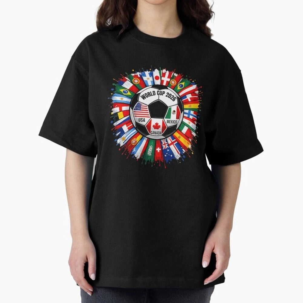 World Cup 2026 Shirt Soccer Tournament Fan Design International Flags Football Graphic Tee Sports Lover Gift Classic T-Shirt Elevate the FIFA World Cup 2026 Group Stage Journey through Messi and Cristiano Ronaldo Highlights, Spain Pride, Vintage