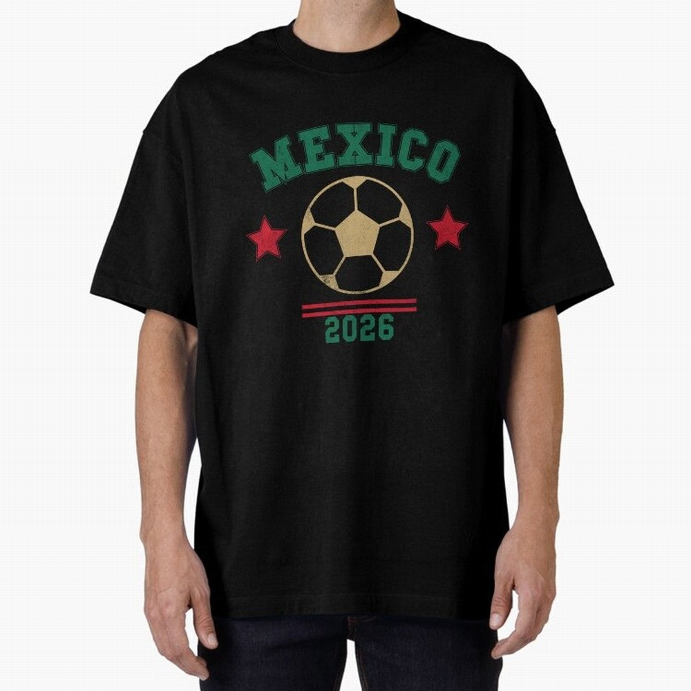 Mexico Soccer Fan 2026 Jersey Style Design Classic T-Shirt Cheer for Global Football Passion for FIFA World Cup 2026, Connected to Mbappe and Neymar, Brazil, Portugal and Argentina, Vintage Soccer Flavor, Modern Football Stars, National Flags and