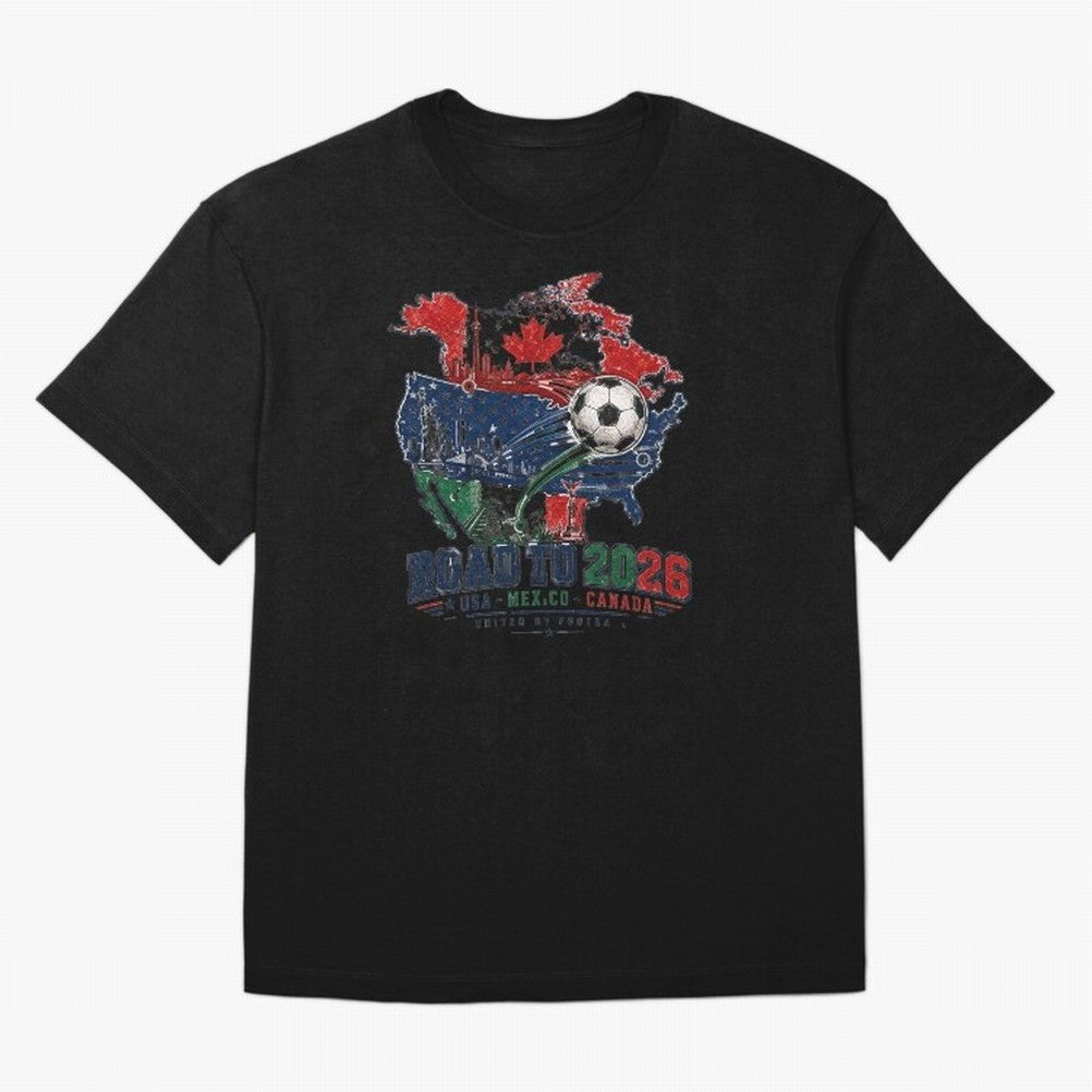 Road to 2026 USA Mexico Canada Soccer Badge Classic T-Shirt Celebrate Fan Culture around Match Day Hype around FIFA World Cup 2026 Group Stage, Cristiano Ronaldo, Haaland and CR7, Germany, Supporter Pride, Iconic Celebrations, Legendary Names and