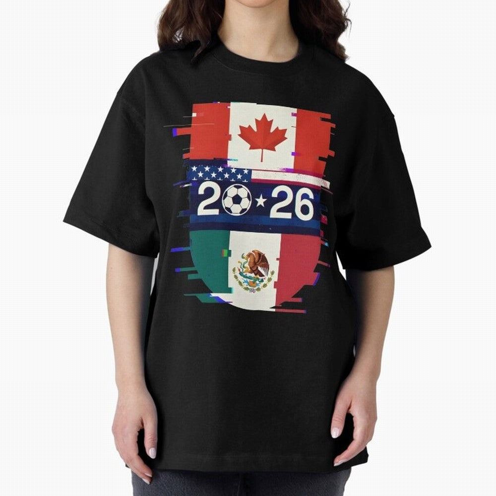 Glitched United 2026 - North America Emblem Cup Classic T-Shirt Bring a Champion Mindset to FIFA World Cup 2026 USA Canada Mexico Spirit, Inspired by Netherlands, Mbappe, Stadium Chants, National Pride, Trophy Dreams and Unforgettable Football