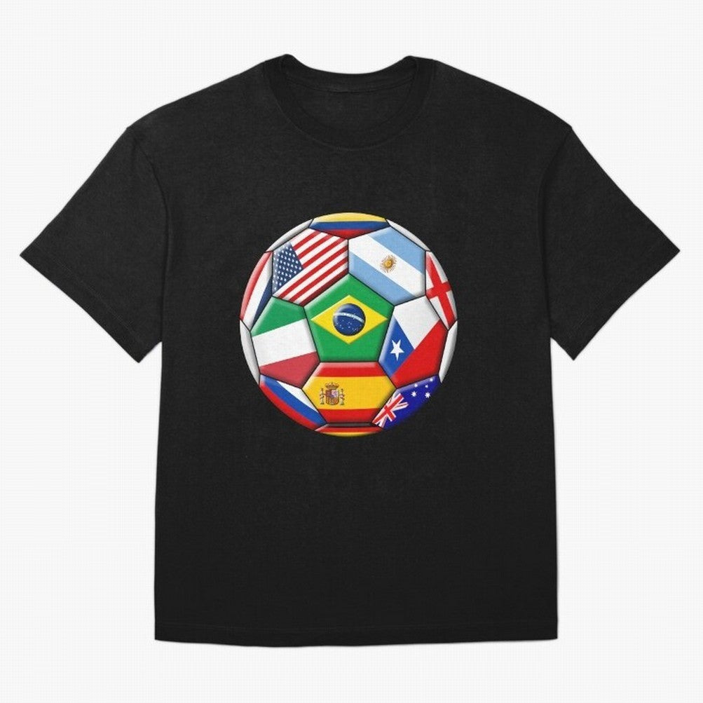 Soccer with various flags Classic T-Shirt Make the Season About FIFA World Cup 2026 USA Canada Mexico for Fans of Messi and Brazil, Bringing Championship Spirit, Famous Goals, Roaring Crowds and International Football Unity; Ideal for Football