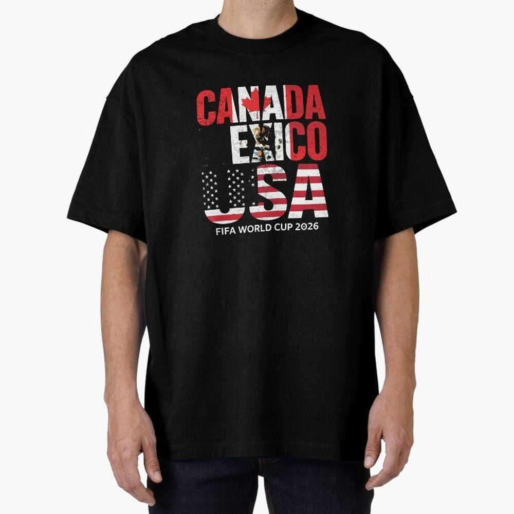 United 2026 World Cup - Canada, Mexico, USA Flags T-Shirt_83138002 Classic T-Shirt Join the Global Buzz around the FIFA World Cup 2026 Group Stage Journey through CR7 Highlights, Spain Pride, Stadium Chants, National Pride, Trophy Dreams and