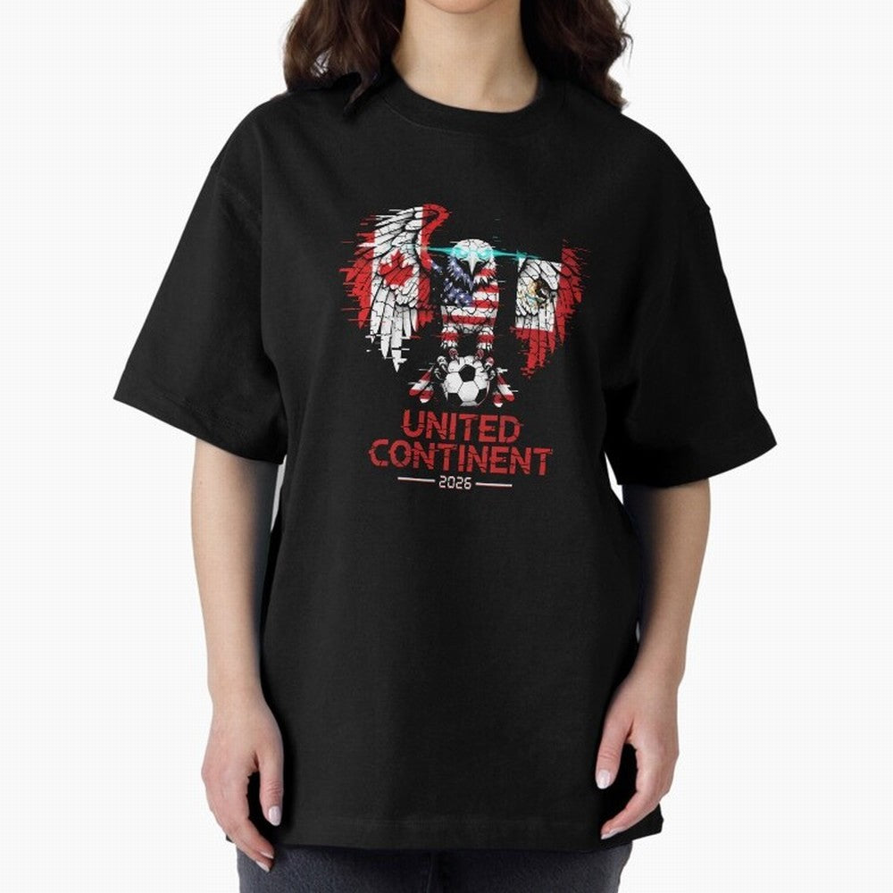 Glitched North America Eagle World Cup Soccer 2026 T-Shirt_83958408 Classic T-Shirt Share Global Football Passion for FIFA World Cup 2026 USA Canada Mexico, Driven by Haaland, Netherlands, Championship Spirit, Famous Goals, Roaring Crowds and