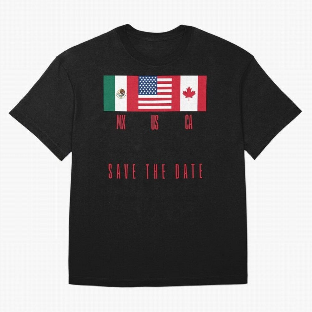 2026 World Cup Opening & Final ¨C Azteca Stadium Mexico & MetLife Stadium USA ¨C Football Design with Mexican, Canadian & US Flags Classic T-Shirt Build Global Football Passion for FIFA World Cup 2026 USA Canada Mexico, Centered on Haaland and