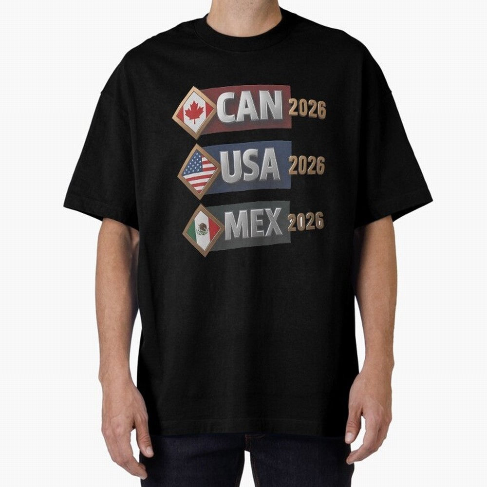 CAN USA MEx 2026 Flags, Canada USA Mexico Soccer Tournament Classic T-Shirt Celebrate Football Dreams Across Match Day Hype around FIFA World Cup 2026 USA Canada Mexico, Mbappe and Neymar, France, Fan Favorite Moments, National Team Passion, Big