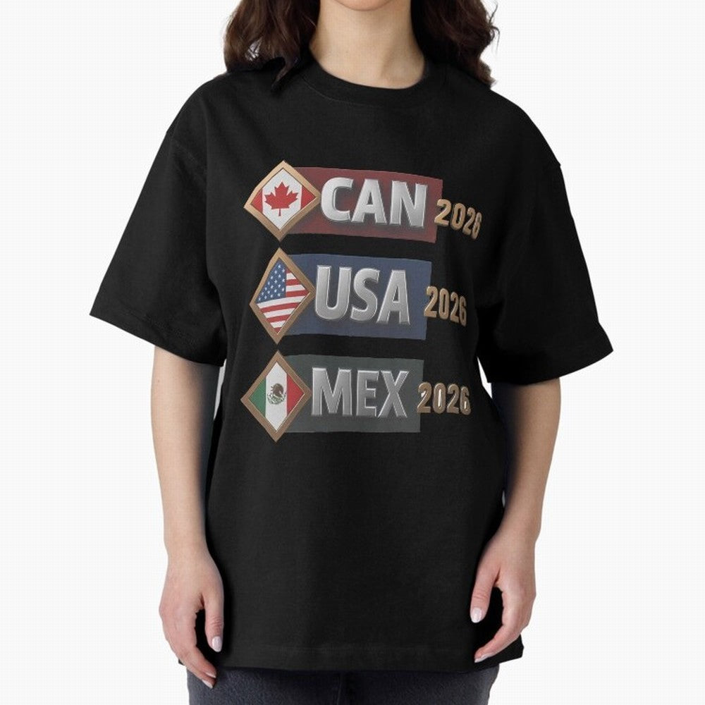 CAN USA MEx 2026 Flags, Canada USA Mexico Soccer Tournament Classic T-Shirt Celebrate Football Dreams Across Match Day Hype around FIFA World Cup 2026 USA Canada Mexico, Mbappe and Neymar, France, Fan Favorite Moments, National Team Passion, Big