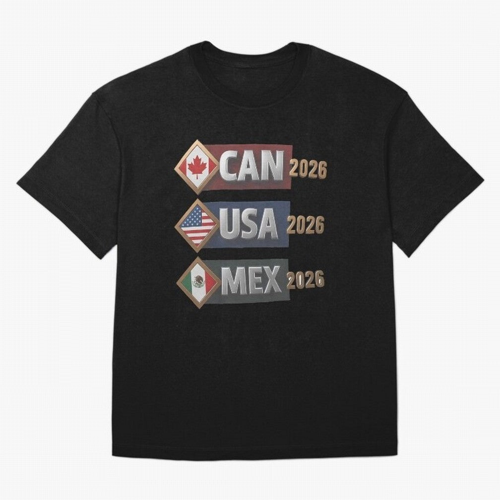 CAN USA MEx 2026 Flags, Canada USA Mexico Soccer Tournament Classic T-Shirt Celebrate Football Dreams Across Match Day Hype around FIFA World Cup 2026 USA Canada Mexico, Mbappe and Neymar, France, Fan Favorite Moments, National Team Passion, Big