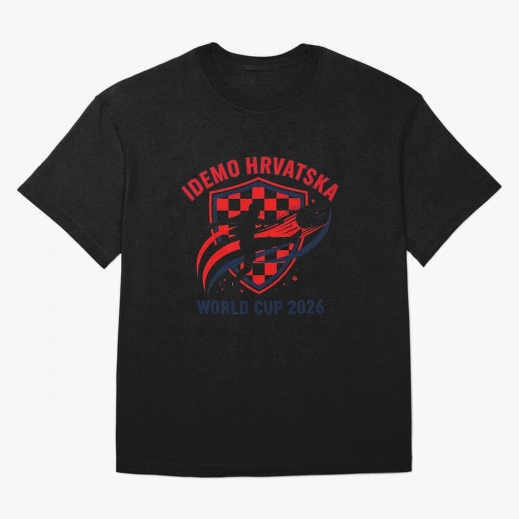Croatia World Cup 2026 Fan Art Classic T-Shirt Show Your Love for Match Day Hype around FIFA World Cup 2026 Group Stage, Haaland, Brazil, Portugal and Argentina, Championship Spirit, Famous Goals, Roaring Crowds and International Football Unity;