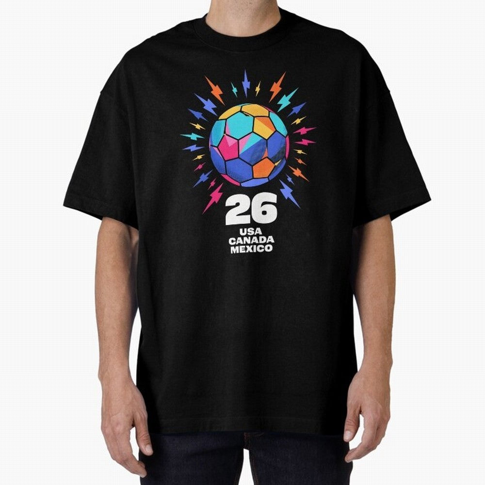2026 Colorful Soccer Ball USA Canada Mexico 26 Classic T-Shirt Join Supporters Worldwide for Global Football Passion for FIFA World Cup 2026 USA Canada Mexico, Inspired by Cristiano Ronaldo, Haaland and CR7, Germany, Football History, Final Match