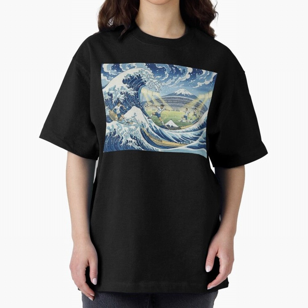Soccer Players in Hokusai Waves Japan Classic T-Shirt Celebrate Football Heritage in Global Football Passion for FIFA World Cup 2026 USA Canada Mexico, Inspired by Neymar, England and Germany, Classic Soccer Heritage, Championship Pressure, Fan