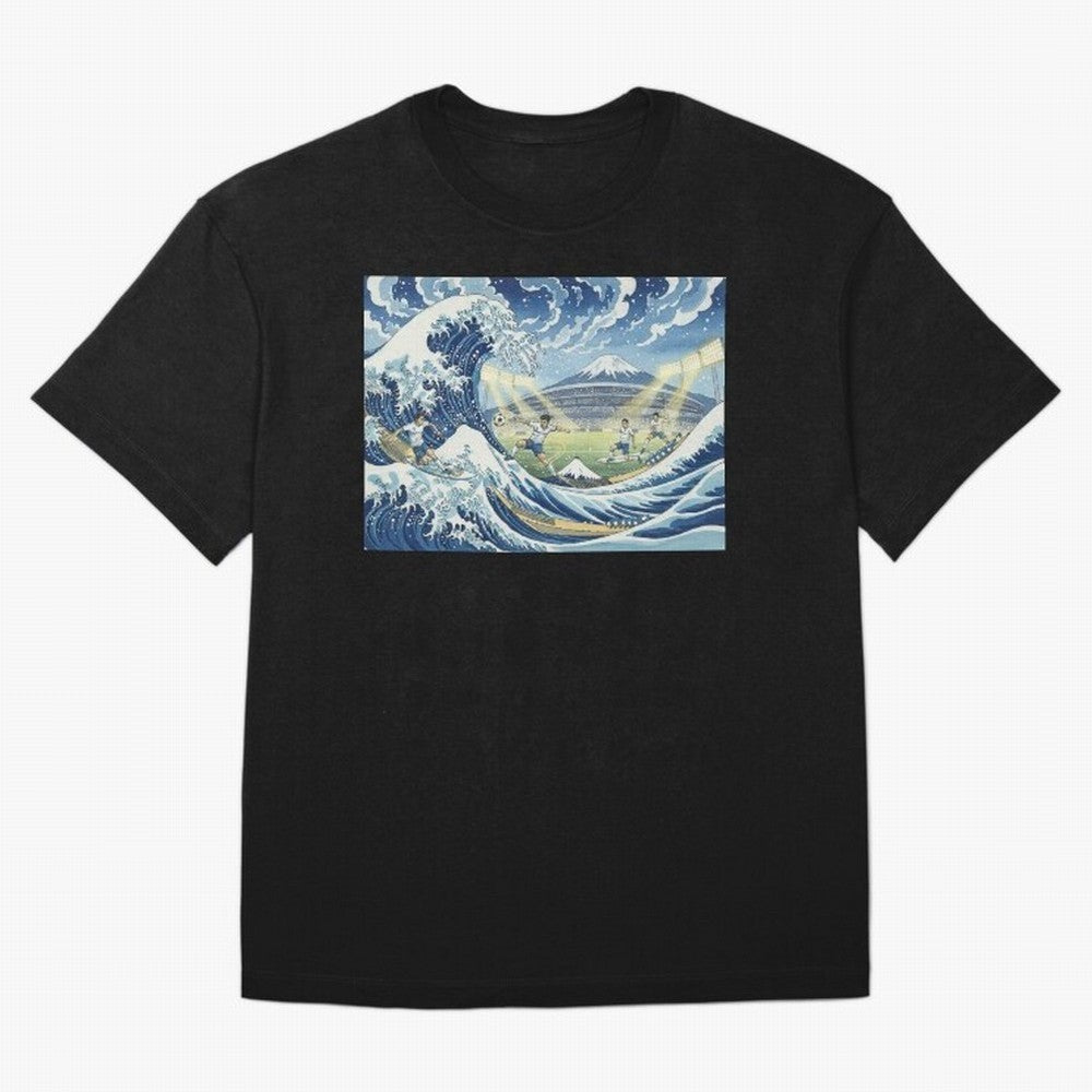 Soccer Players in Hokusai Waves Japan Classic T-Shirt Celebrate Football Heritage in Global Football Passion for FIFA World Cup 2026 USA Canada Mexico, Inspired by Neymar, England and Germany, Classic Soccer Heritage, Championship Pressure, Fan