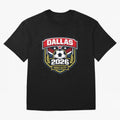 Dallas 2026 Host City Emblem with Laurel Classic T-Shirt Celebrate the Road through Global Football Passion for FIFA World Cup 2026 Group Stage, Highlighting Mbappe, France and Portugal, Goal Celebration Energy, Supporter Heritage, Football Icons