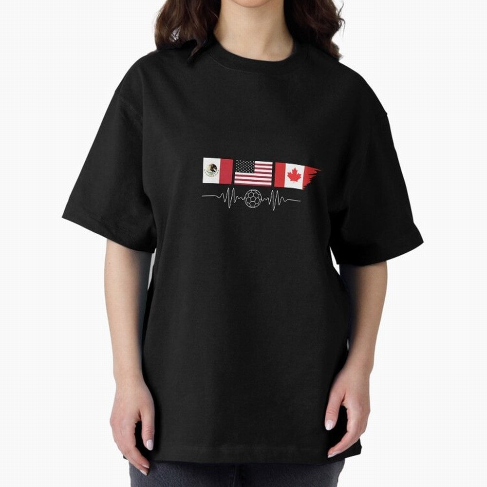 North America Soccer Heartbeat Flags 2026 Cup T-Shirt_82794888 Classic T-Shirt Turn Up for FIFA World Cup 2026 USA Canada Mexico Spirit, Built around France, Haaland, Champion Mindset, Group Stage Buzz, Knockout Tension and Passionate Fan Culture;