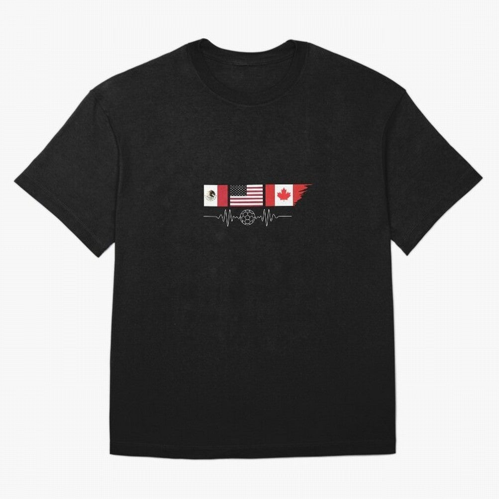 North America Soccer Heartbeat Flags 2026 Cup T-Shirt_82794888 Classic T-Shirt Turn Up for FIFA World Cup 2026 USA Canada Mexico Spirit, Built around France, Haaland, Champion Mindset, Group Stage Buzz, Knockout Tension and Passionate Fan Culture;