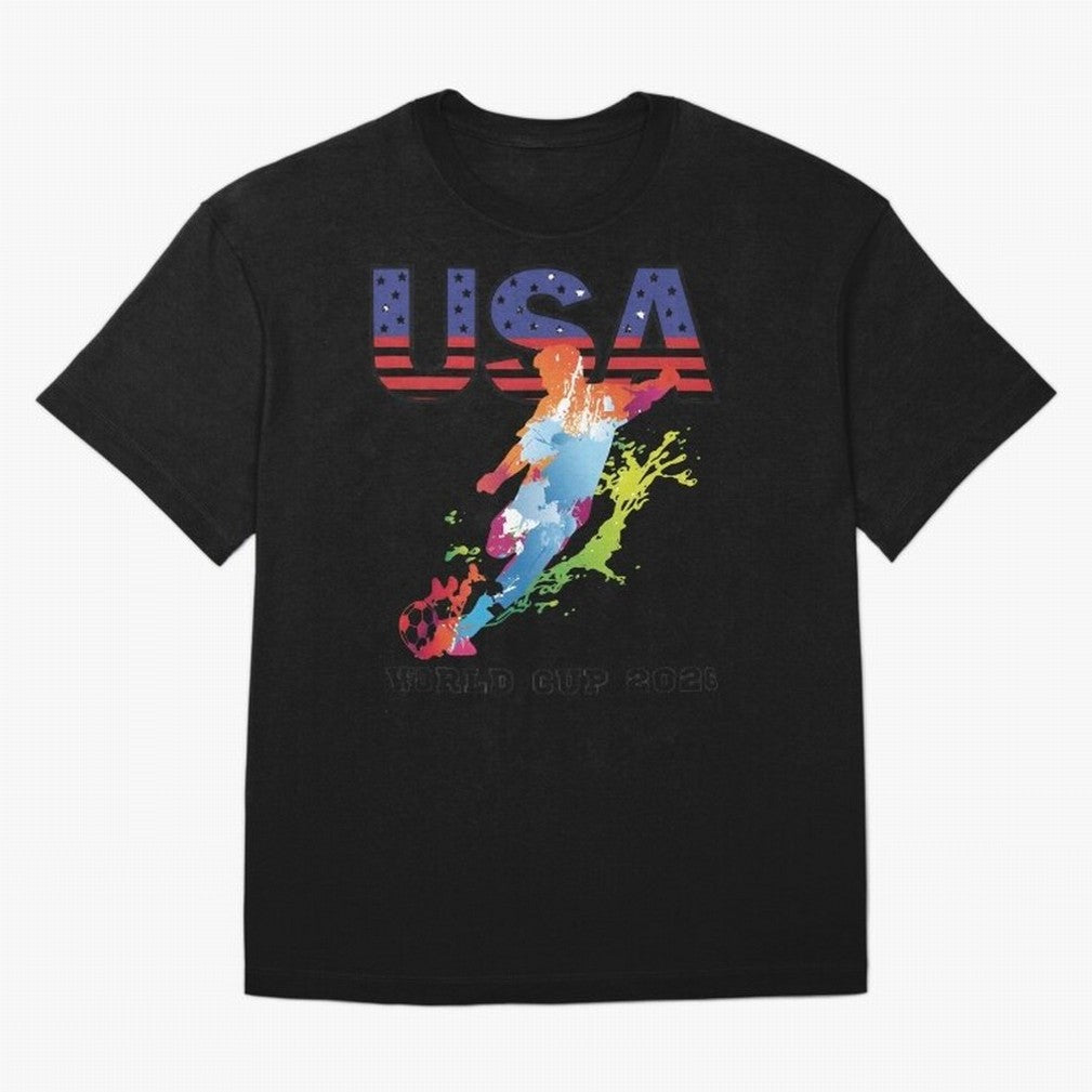 USA CAN MEX 26 Football Shirt | Color Splash International Fan Tee Classic T-Shirt Back Your Heroes with FIFA World Cup 2026 for Fans of Haaland and Mbappe and Spain and Netherlands, Bringing Stadium Memories, Football Loyalty, International Chants