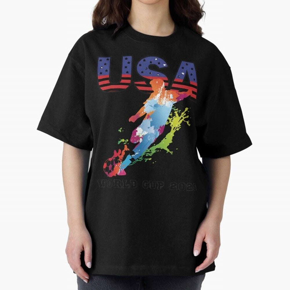 USA CAN MEX 26 Football Shirt | Color Splash International Fan Tee Classic T-Shirt Back Your Heroes with FIFA World Cup 2026 for Fans of Haaland and Mbappe and Spain and Netherlands, Bringing Stadium Memories, Football Loyalty, International Chants