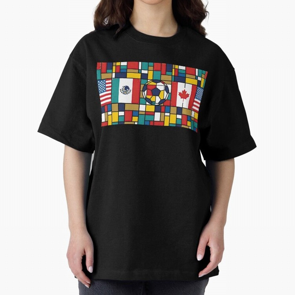 Spectacular World Cup Stadiums | Soccer Flags Mexico Canada USA Geometry Classic T-Shirt Share the Excitement of Global Football Passion for FIFA World Cup 2026 Group Stage, Built around Neymar, Brazil, Match Day Excitement, Supporter Culture,