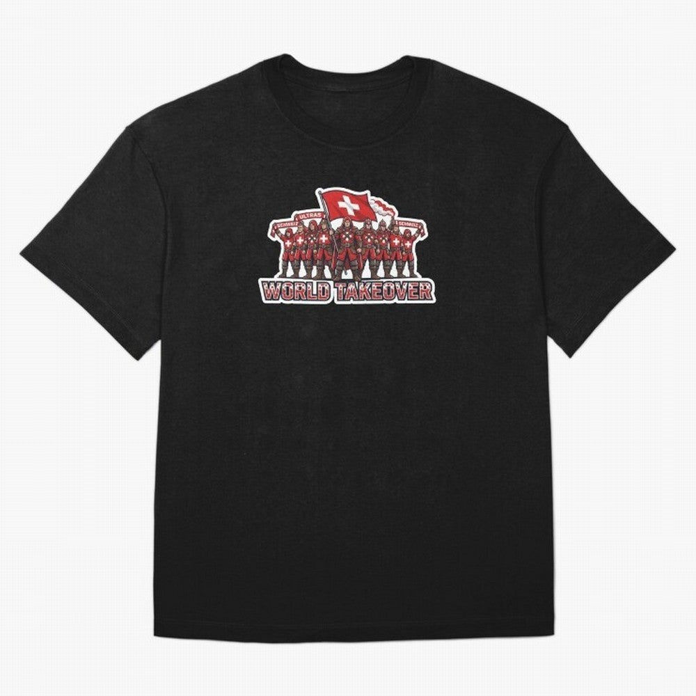 Switzerland Soccer Fans Power Rise Sticker 2026 Football Supporters Classic T-Shirt Capture the FIFA World Cup 2026 USA Canada Mexico Journey through Mbappe Highlights, Portugal, Spain and Germany Pride, Championship Spirit, Famous Goals, Roaring