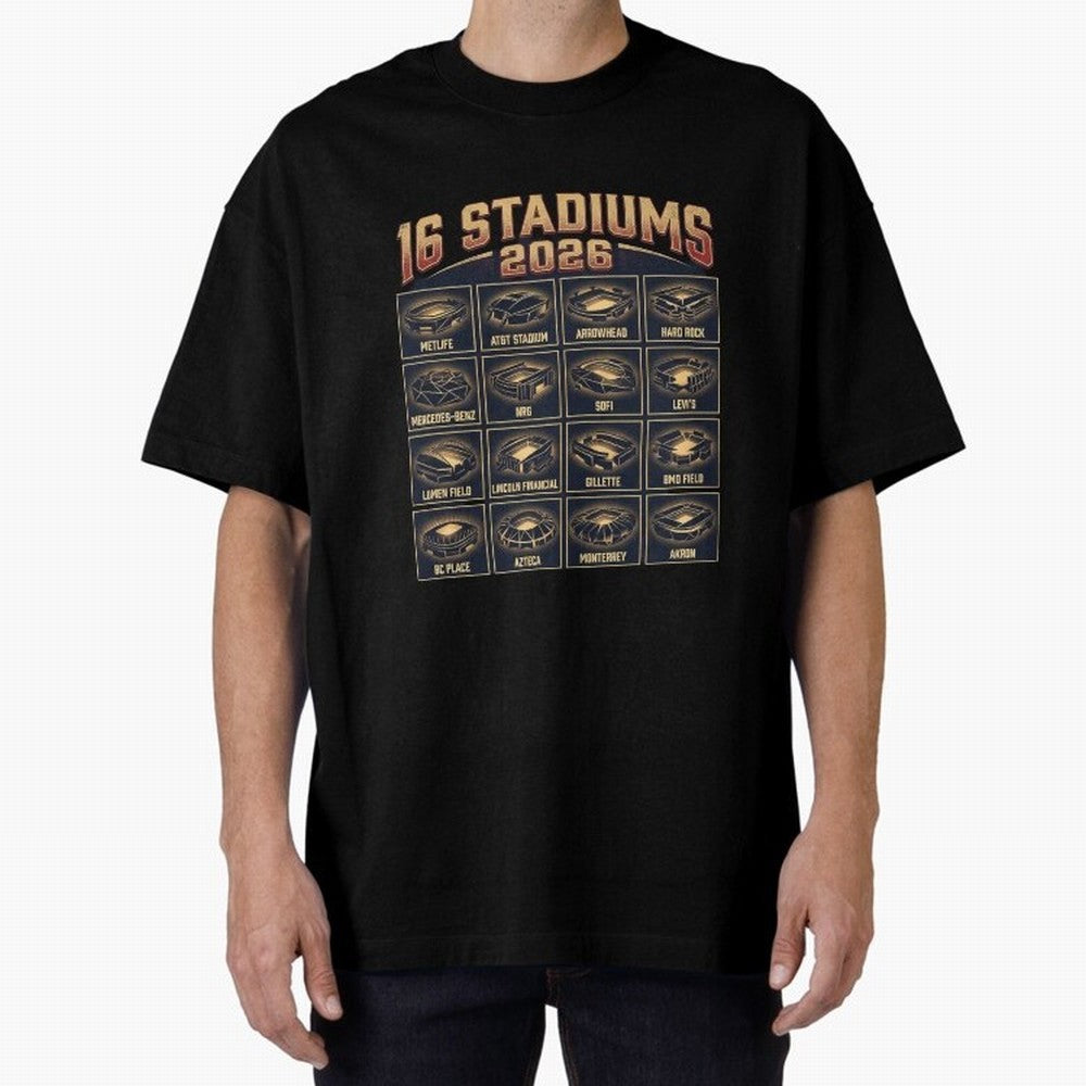 Sixteen Stadiums for 2026 World Cup Classic T-Shirt Wear the Spirit of Global Football Passion for FIFA World Cup 2026 Group Stage, Inspired by Haaland, Spain, Supporter Pride, Iconic Celebrations, Legendary Names and Global Match Day Energy; Ideal
