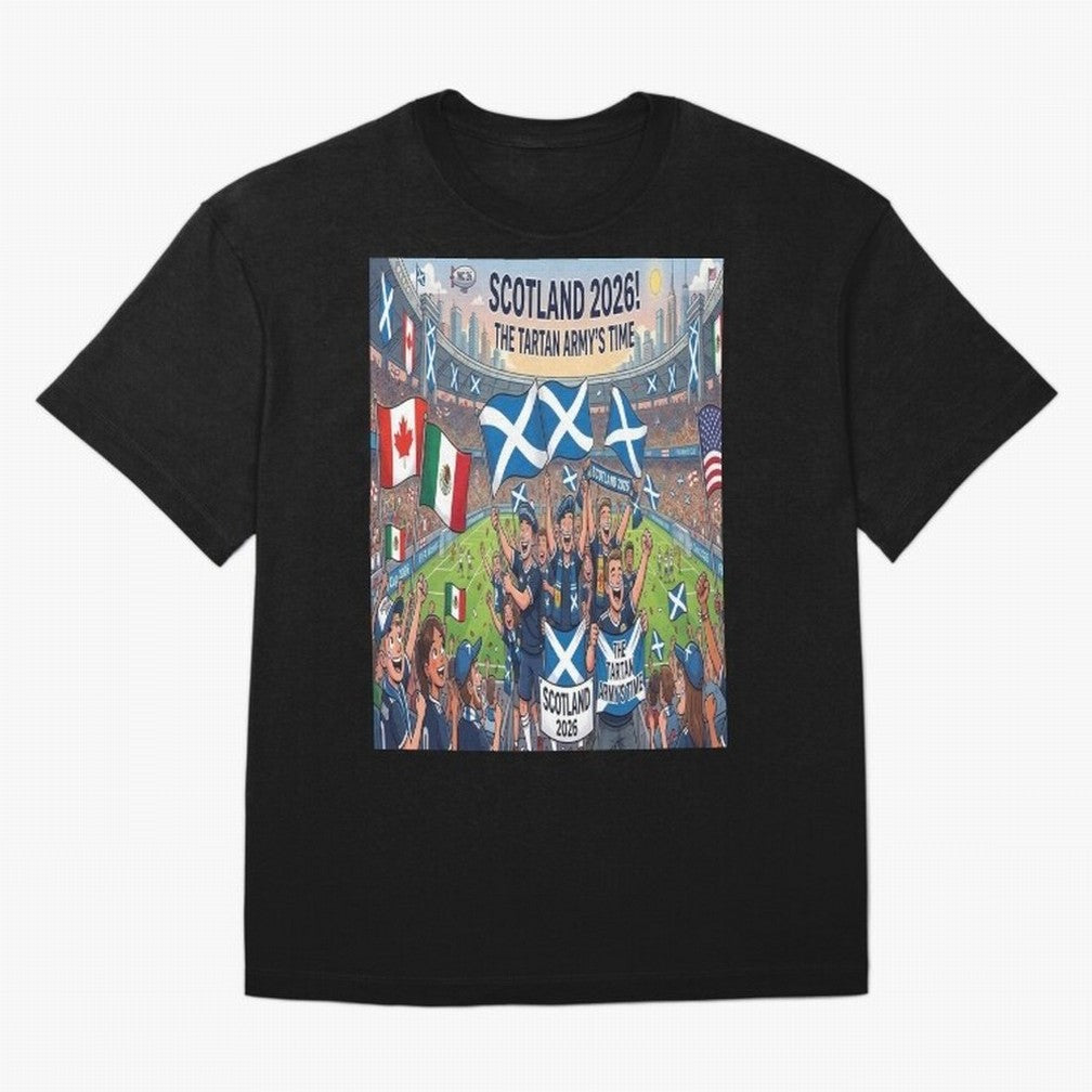 Scotland World Cup 2026 - Stadium Classic T-Shirt Celebrate Supporters United by FIFA World Cup 2026 Spirit, Featuring Spain and Netherlands, Neymar, Haaland and Cristiano Ronaldo, Goal Celebration Energy, Supporter Heritage, Football Icons and