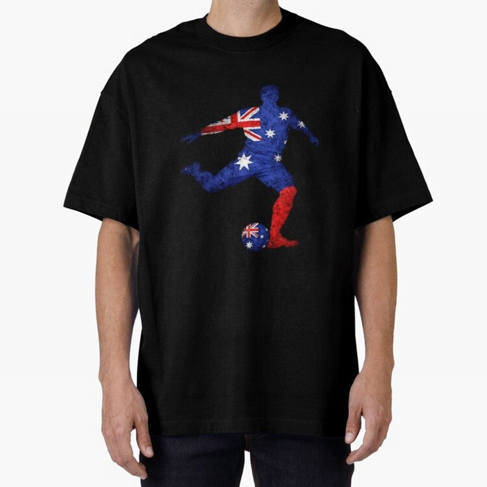 Australian Flag Silhouette Soccer World Cup Football Classic T-Shirt Make Every Match About FIFA World Cup 2026 USA Canada Mexico Highlighting Mbappe and Neymar, Spain and Netherlands Energy, Tournament Hype, Historic Matchups, Family Viewing