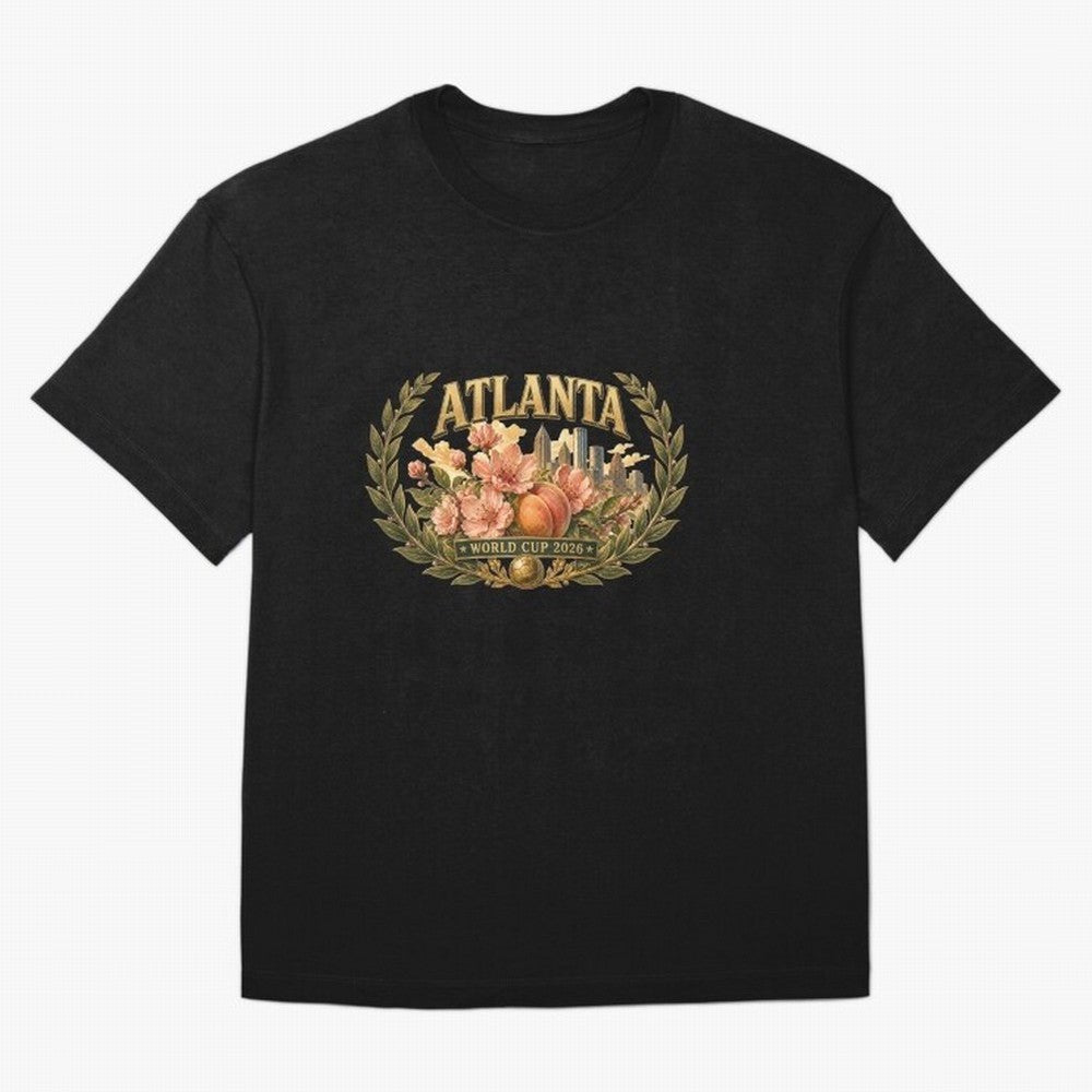 Elegant and Floral Atlanta 2026 World Cup Host City ¡ª Georgia Peach Laurel Wreath Classic T-Shirt Honor Champions and Dreams in Global Football Passion for FIFA World Cup 2026 USA Canada Mexico, Centered on Haaland, Spain and Netherlands, Match