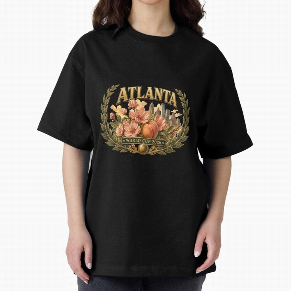Elegant and Floral Atlanta 2026 World Cup Host City ¡ª Georgia Peach Laurel Wreath Classic T-Shirt Honor Champions and Dreams in Global Football Passion for FIFA World Cup 2026 USA Canada Mexico, Centered on Haaland, Spain and Netherlands, Match