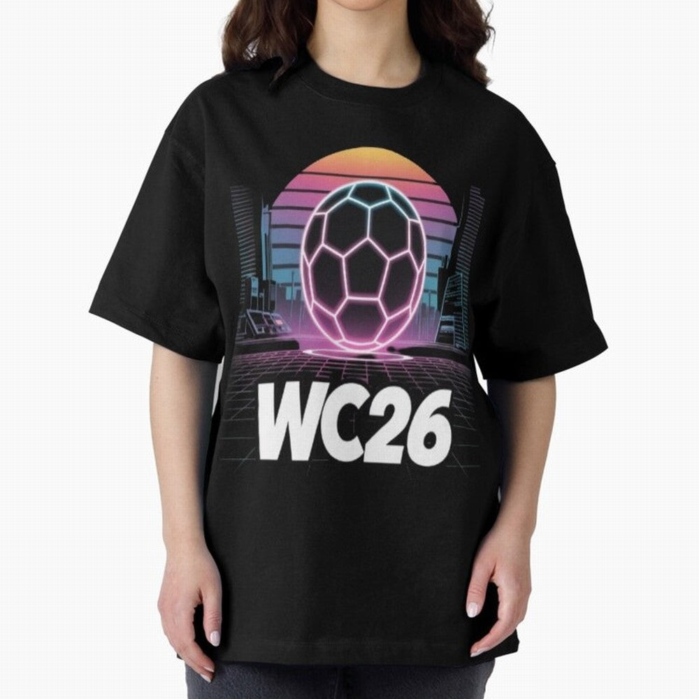 Retrofuturistic World Cup 2026 ¡ª Retro Sci-Fi Football Poster Classic T-Shirt Remember Iconic Moments from Match Day Hype around FIFA World Cup 2026 Group Stage, CR7, France and Portugal, Global Supporter Spirit, Legendary Goals, National Colors