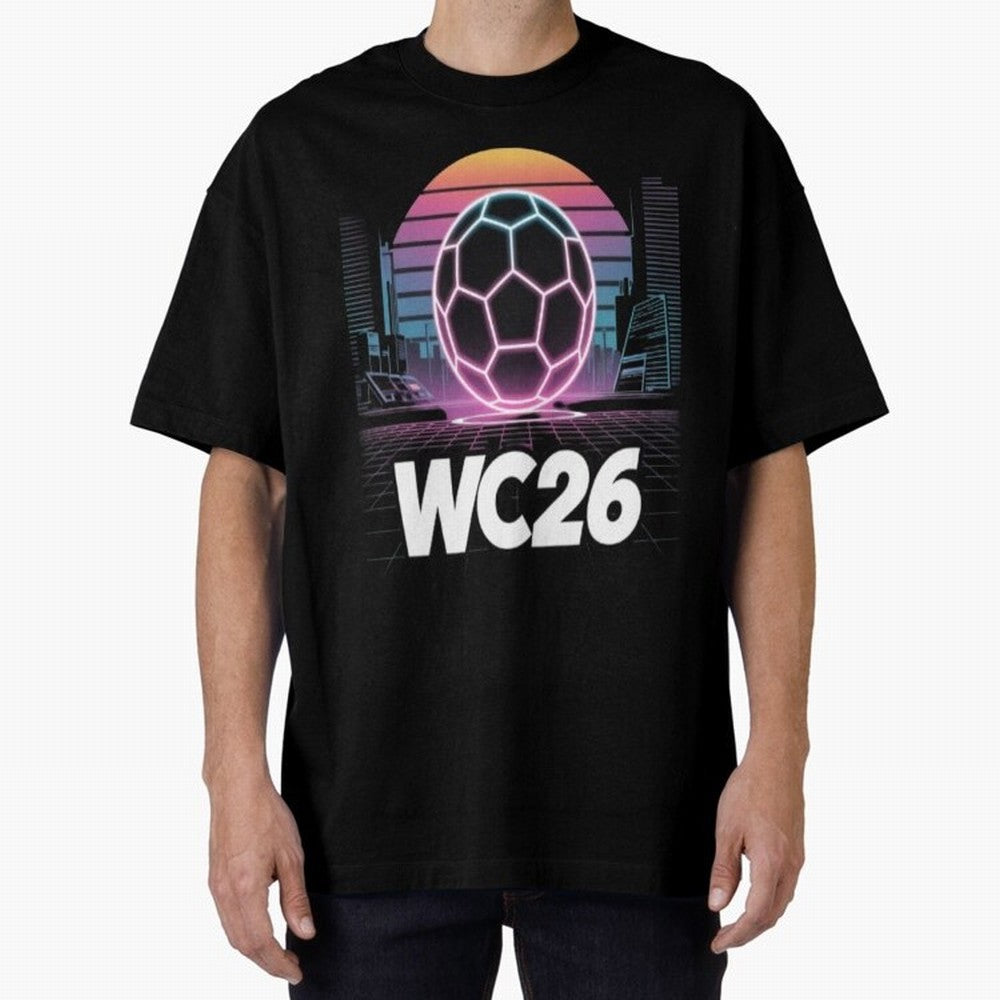 Retrofuturistic World Cup 2026 ¡ª Retro Sci-Fi Football Poster Classic T-Shirt Remember Iconic Moments from Match Day Hype around FIFA World Cup 2026 Group Stage, CR7, France and Portugal, Global Supporter Spirit, Legendary Goals, National Colors