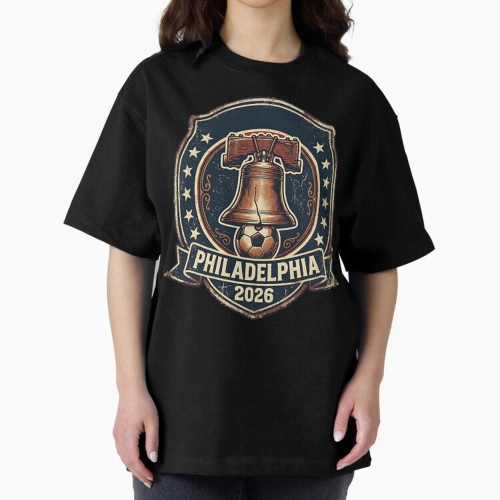 Philadelphia 2026 World Cup Host City Vintage Football Badge ¡ª Liberty Bell Soccer Crest Classic T-Shirt Build FIFA World Cup 2026 Group Stage Spirit, with Brazil, Cristiano Ronaldo, Haaland and CR7, Retro Football Energy, Iconic Rivalries, Trophy