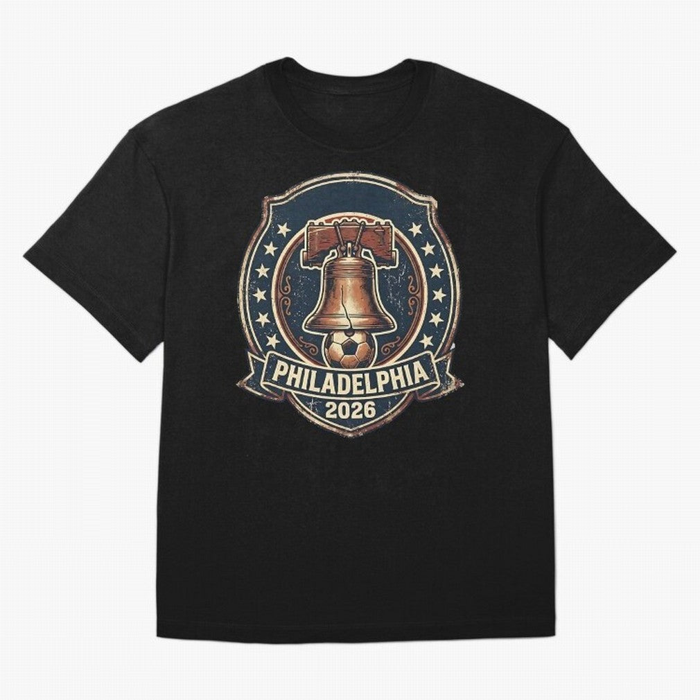 Philadelphia 2026 World Cup Host City Vintage Football Badge ¡ª Liberty Bell Soccer Crest Classic T-Shirt Build FIFA World Cup 2026 Group Stage Spirit, with Brazil, Cristiano Ronaldo, Haaland and CR7, Retro Football Energy, Iconic Rivalries, Trophy