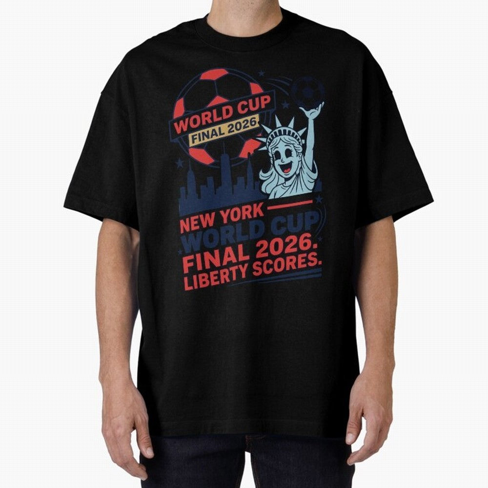 New York World Cup Final 2026 ¡ª Liberty Scores V1 Classic T-Shirt Upgrade the FIFA World Cup 2026 USA Canada Mexico Journey through Cristiano Ronaldo Highlights, England and Germany Pride, Football Passion, Legendary Performances, Festival Vibes