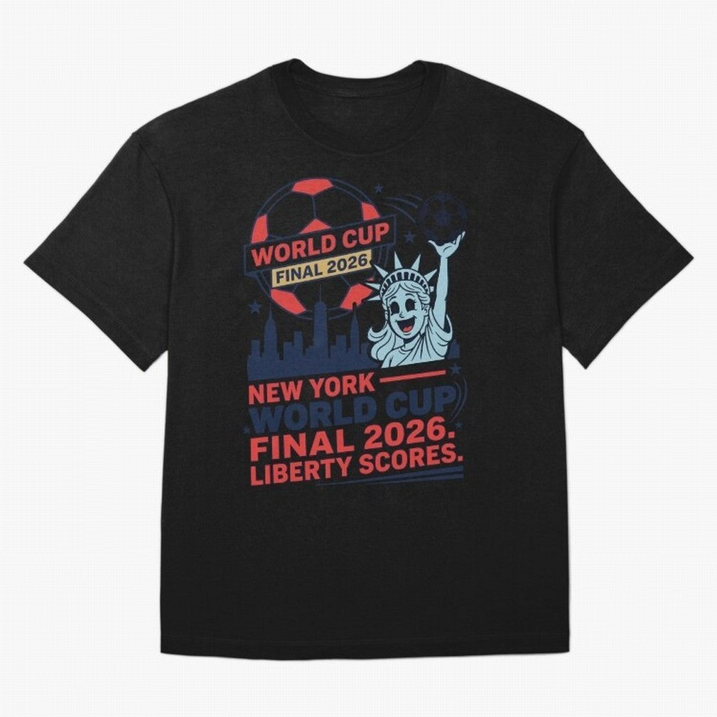 New York World Cup Final 2026 ¡ª Liberty Scores V1 Classic T-Shirt Upgrade the FIFA World Cup 2026 USA Canada Mexico Journey through Cristiano Ronaldo Highlights, England and Germany Pride, Football Passion, Legendary Performances, Festival Vibes