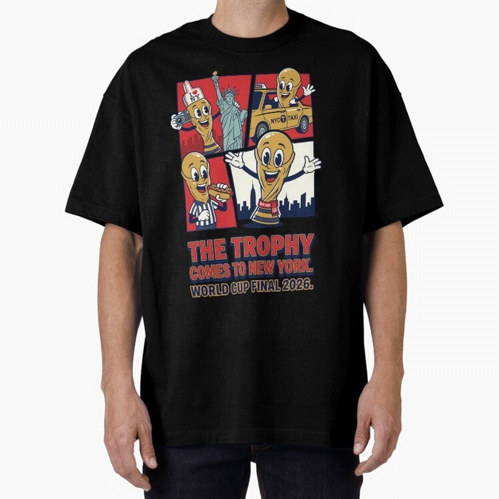The Trophy Comes to New York ¡ª World Cup Final V1 Classic T-Shirt Support Iconic Players in FIFA World Cup 2026 Spirit, Centered on France and Portugal, Messi and Cristiano Ronaldo, Global Supporter Spirit, Legendary Goals, National Colors and
