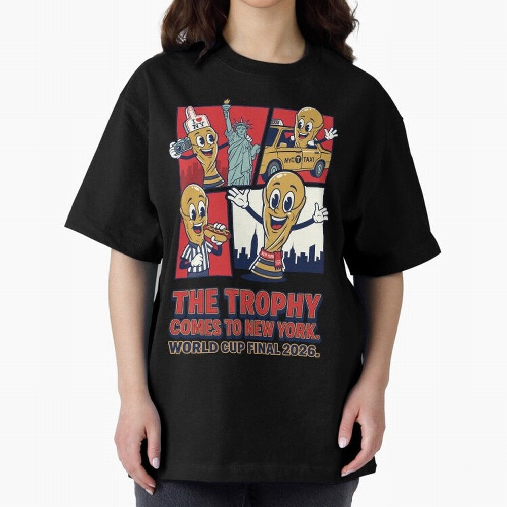 The Trophy Comes to New York ¡ª World Cup Final V1 Classic T-Shirt Support Iconic Players in FIFA World Cup 2026 Spirit, Centered on France and Portugal, Messi and Cristiano Ronaldo, Global Supporter Spirit, Legendary Goals, National Colors and